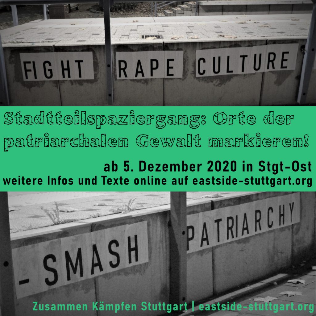 Stadtteilspaziergang: Orte der patriarchalen Gewalt markieren!