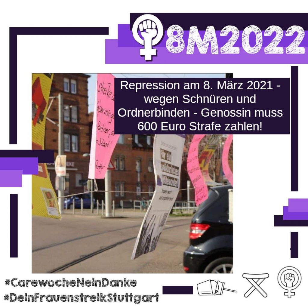 Repression am 8. März 2021 – wegen Schnüren und Ordner*innenbinden