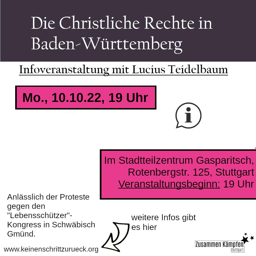 Infoveranstaltung mit Lucius Teidelbaum: „Die Christliche Rechte in Baden Württemberg“