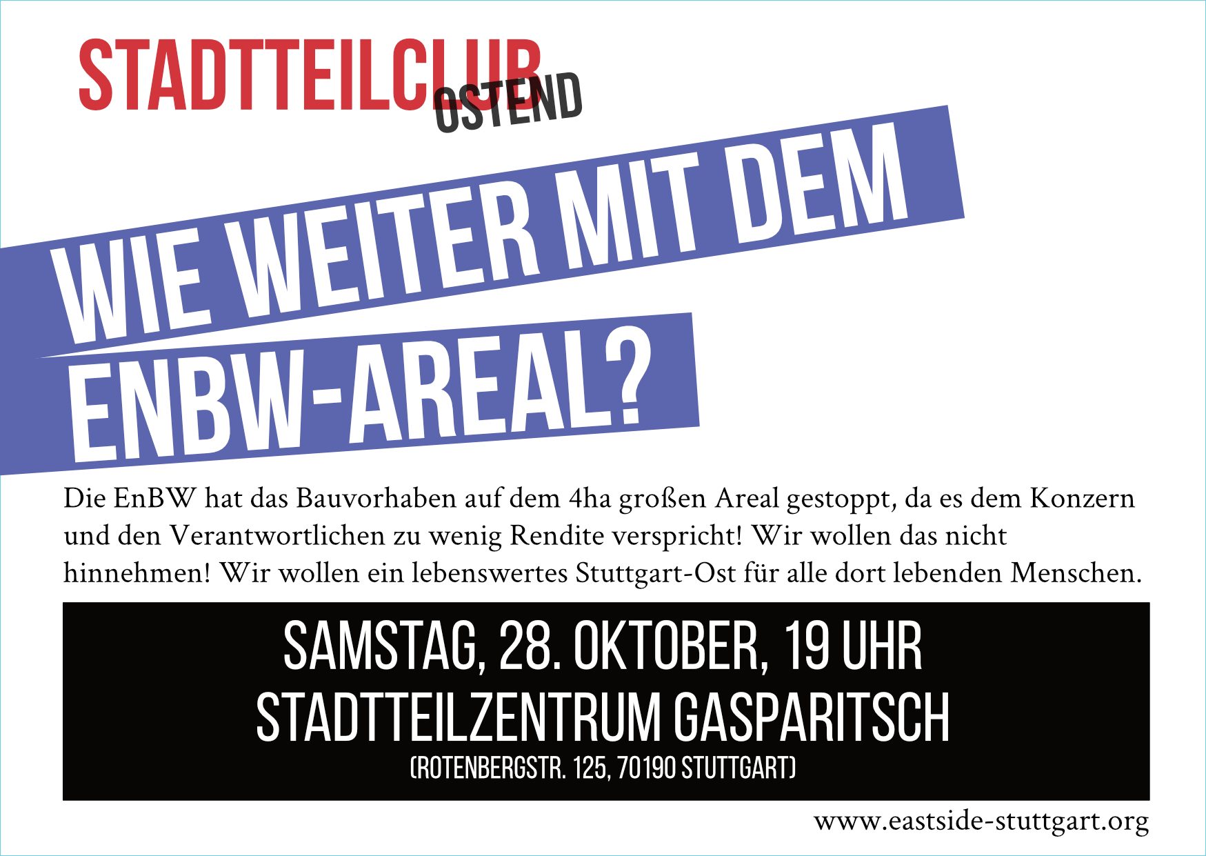 Stadtteilclub – Wie weiter mit dem EnBW-Areal?