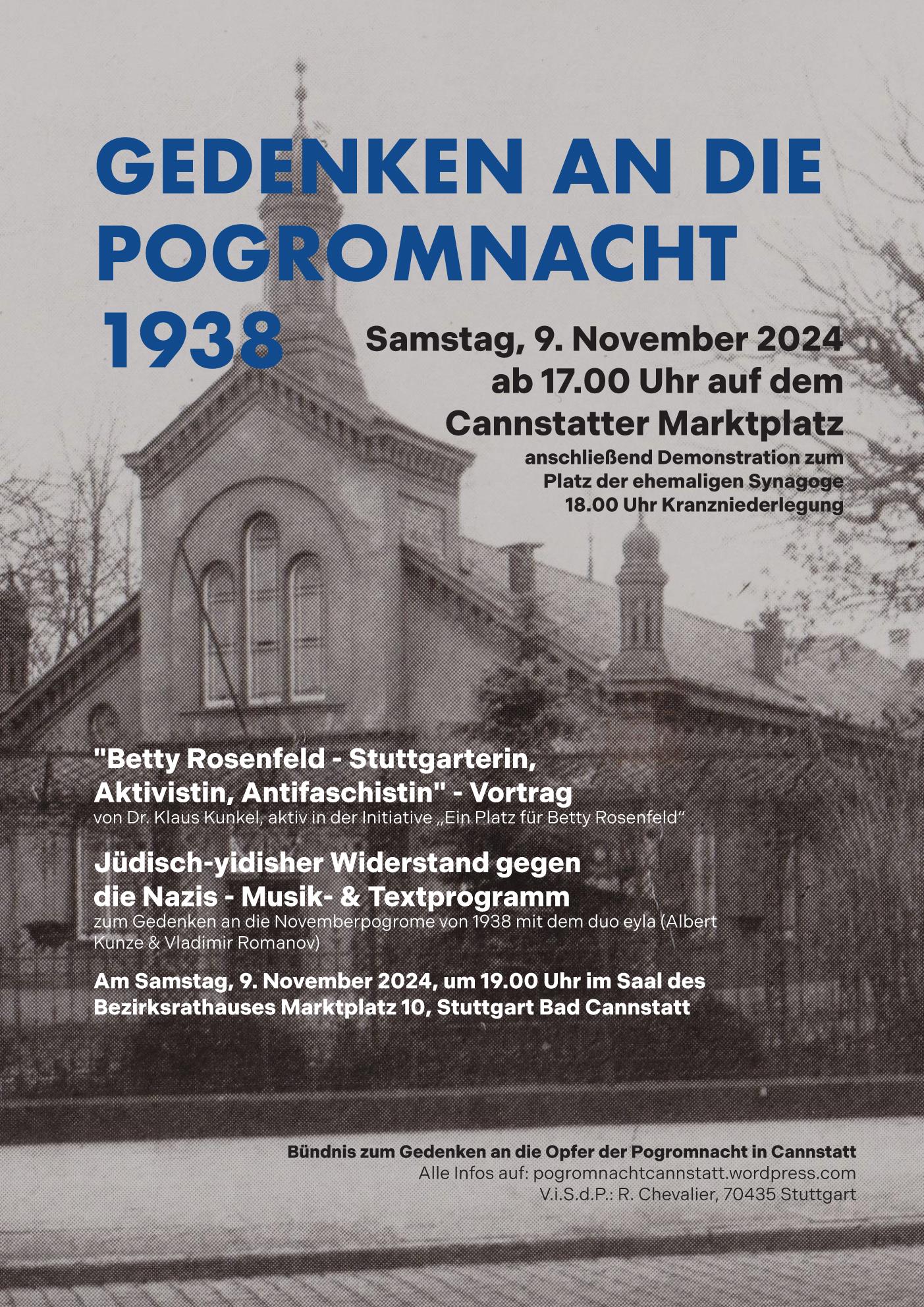 9. November – Gedenken an die Pogromnacht 1938