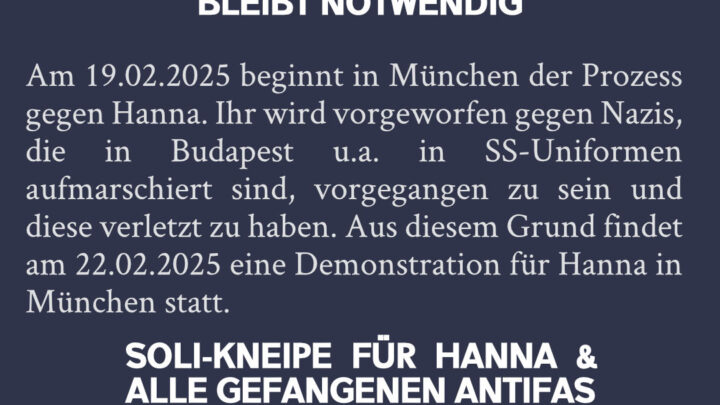 Soli-Kneipe für Hanna & alle gefangenen Antifas