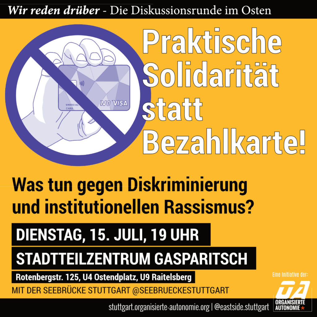 Praktische Solidarität statt Bezahlkarte! Was tun gegen Diskriminierung und institutionellen Rassismus?