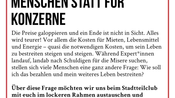 Stadtteilclub Ostend – Austausch | Diskussion | Getränke | Essen
