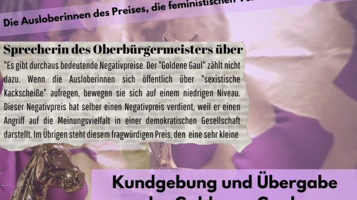 Kundgebung mit Übergabe des Goldenen Gauls auf dem Marktplatz in Stuttgart