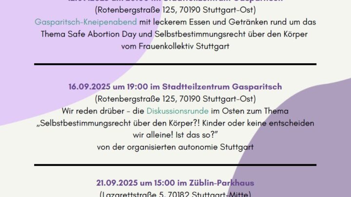 Kneipenabend rund um das Thema Safe Abortion Day und Selbstbestimmungsrecht über den Körper