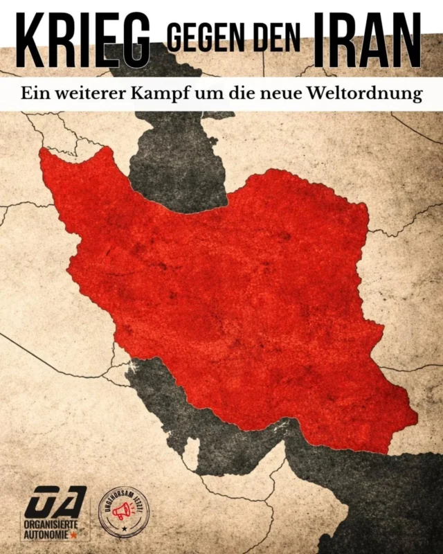 Krieg gegen den Iran – ein weiterer Kampf um die neue Weltordnung

Am 28. Februar begannen die USA und Israel, den Iran zu bombardieren. Doch dieser Krieg ist mehr als ein regionaler Konflikt. Er ist Ausdruck einer Weltordnung im Umbruch und einer Zuspitzung innerimperialistischer Konflikte um Macht und Einfluss.

Weder die Menschen im Iran noch wir als lohnabhängige Klasse hier profitieren von diesem Krieg. Profitieren werden diejenigen, die an Aufrüstung, geopolitischer Macht und neuen Einflusszonen verdienen.

Wir wollen deshalb einen genaueren Blick auf die Hintergründe dieses Krieges werfen. Dabei stellen wir uns weder auf die Seite der westlichen Kriegspolitik noch auf die des unterdrückerischen Regimes im Iran. Ganz im Gegenteil: Wir wollen eine Perspektive stärken, die die Solidarität mit unserer Klasse – hier wie im Iran – in den Mittelpunkt stellt.

Unsere Solidarität gilt nicht den Herrschenden, kapitalistischen Regierungen oder geopolitischen Machtblöcken - sondern unserer Klasse – im Iran, hier und überall auf der Welt. 

➡️ Den ganzen Artikel findet ihr auf unserer Website.
Link in der Bio.

#ungehorsamjetzt