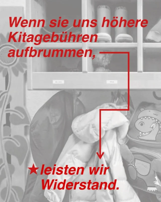 Wenn sie uns höhere Kitagebühren aufbrummen, leisten wir Widerstand.

Heute gibts Teil 2 unserer Postkartenserie zum 1. Mai! 
Ihr könnt sie auch in gedruckter Form im @stadtteilzentrum_gasparitsch holen, behalten & verteilen.

Heraus zum revolutionären 1. Mai! 🚩 

Obwohl Erzieher*innen immer weniger Lohn bekommen, steigen die Kitagebühren.
Um das zu stemmen, müssen Eltern immer mehr Lohnarbeit leisten. Gleichzeitig sehen sie ihre Kinder immer weniger. Und wenn dann doch alles zu viel wird, sind es meist Frauen, die die Folgen mit unbezahlter Carearbeit auffangen müssen. Wir kämpfen für ein gutes Leben für alle, in dem Carearbeit kollektiviert statt kapitalisiert ist. Dafür und für vieles mehr gehen wir am 1. Mai auf die Straße.

Revolutionäre 1. Mai Demo · 13 Uhr · Kronprinzplatz
Straßenfest · ab 14 Uhr · Gasparitsch
Stadtteildemo · 17 Uhr · Start am Gasparitsch